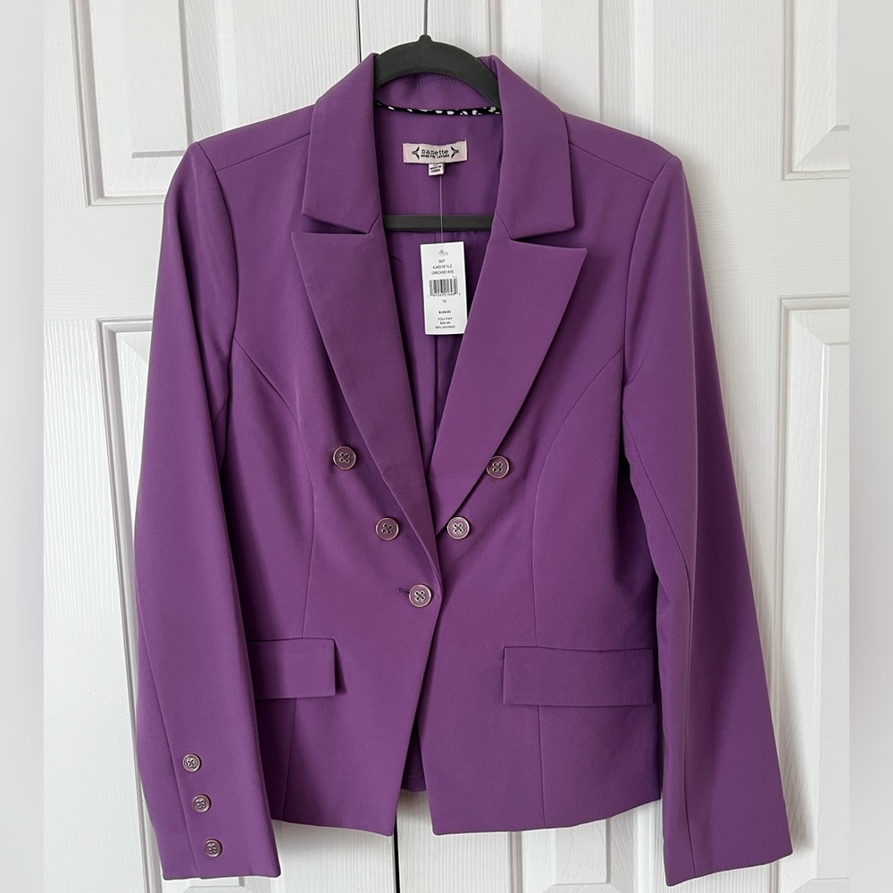 Nanette Lepore Purple Double-Breasted Blazer
